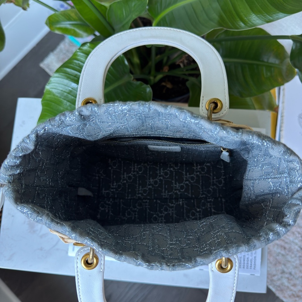 Dior White & Natural Woven Diorissimo Tote - Picture 6 of 11